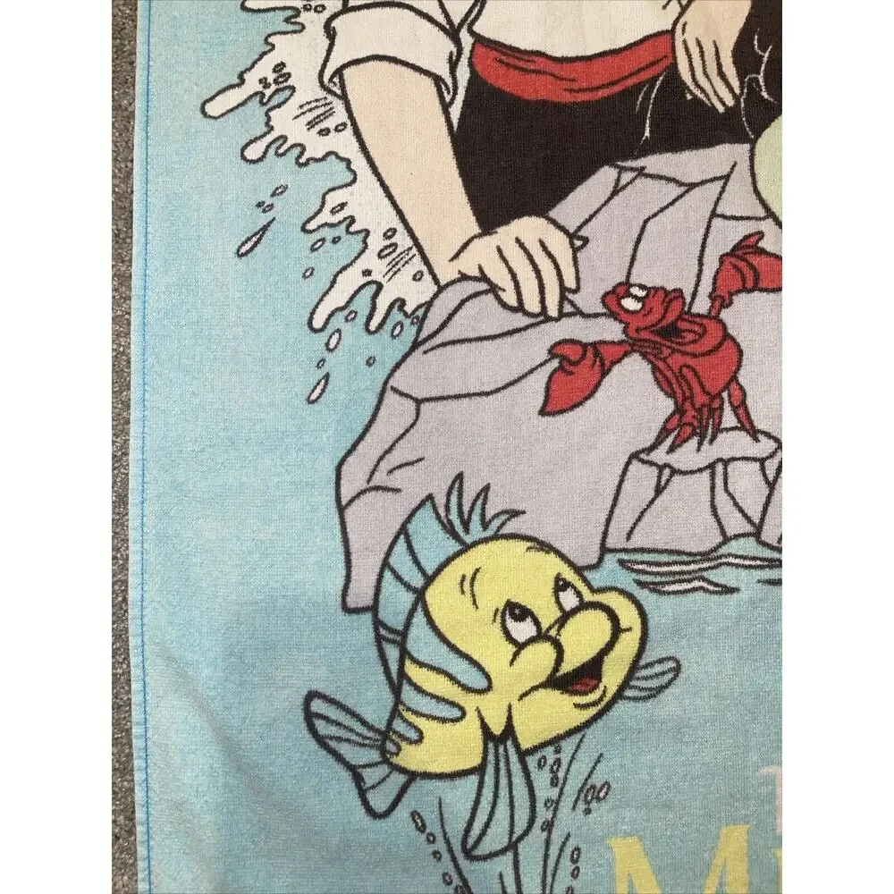 Little Mermaid Vintage 1990's Franco Disney Beach Towel 30x58 RARE Ariel Triton